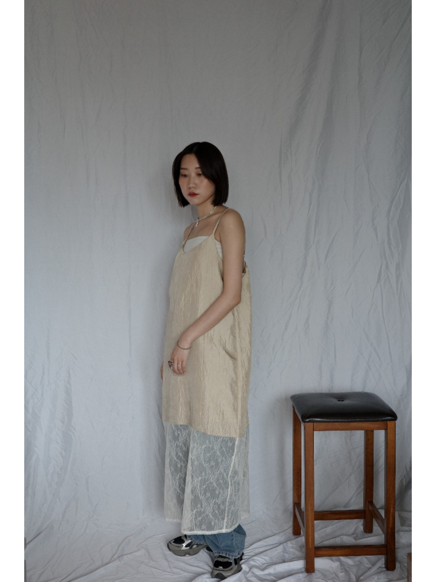 JP｜高腰繭型牛仔褲/藍L