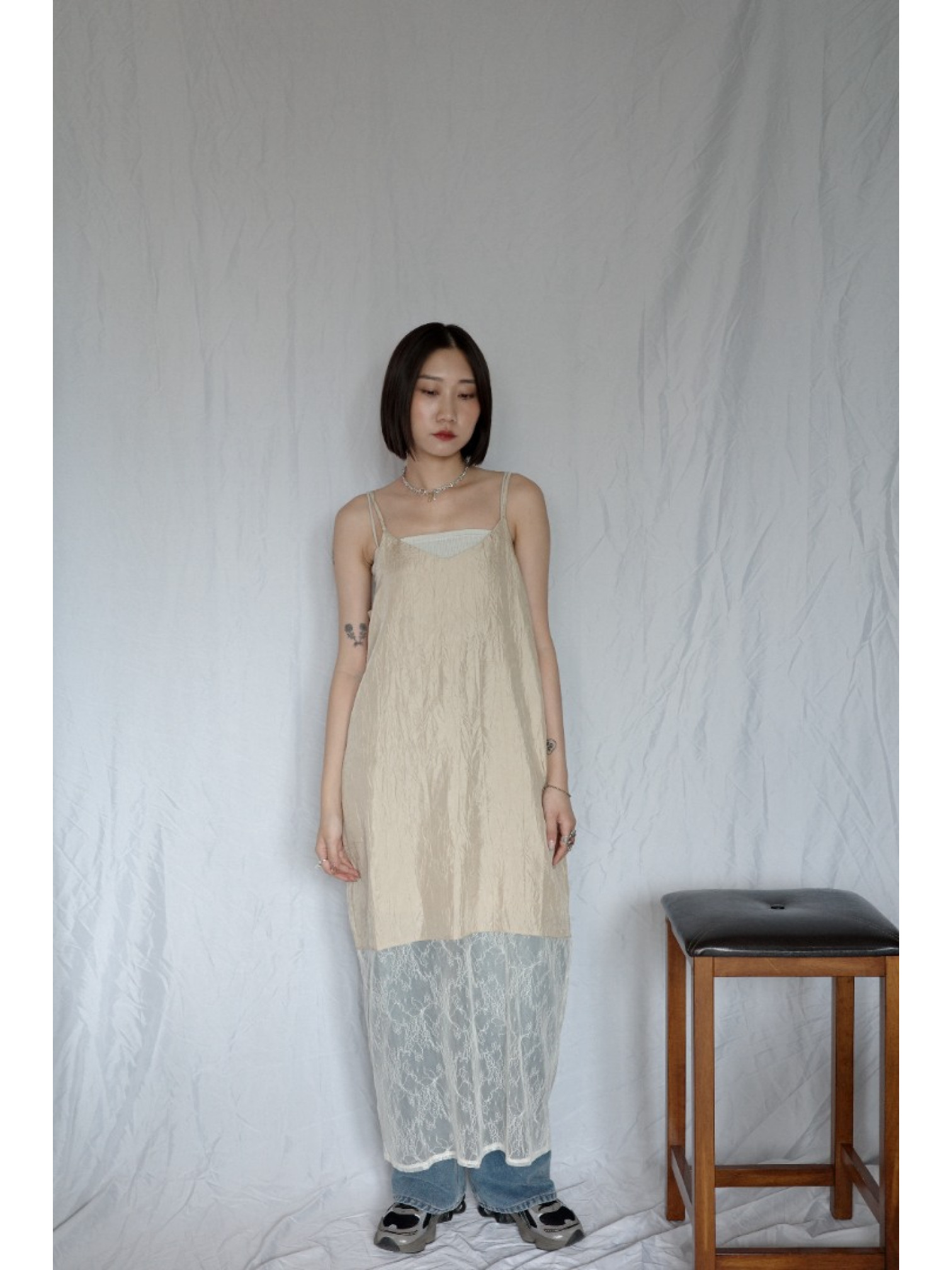 JP｜高腰繭型牛仔褲/藍L