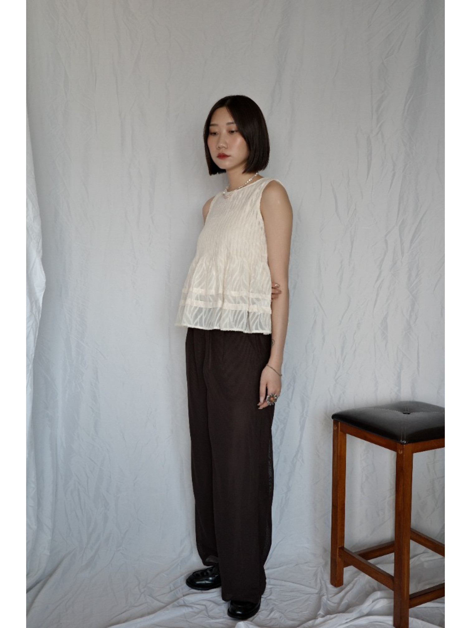 🇯🇵網眼雙層西裝褲/咖