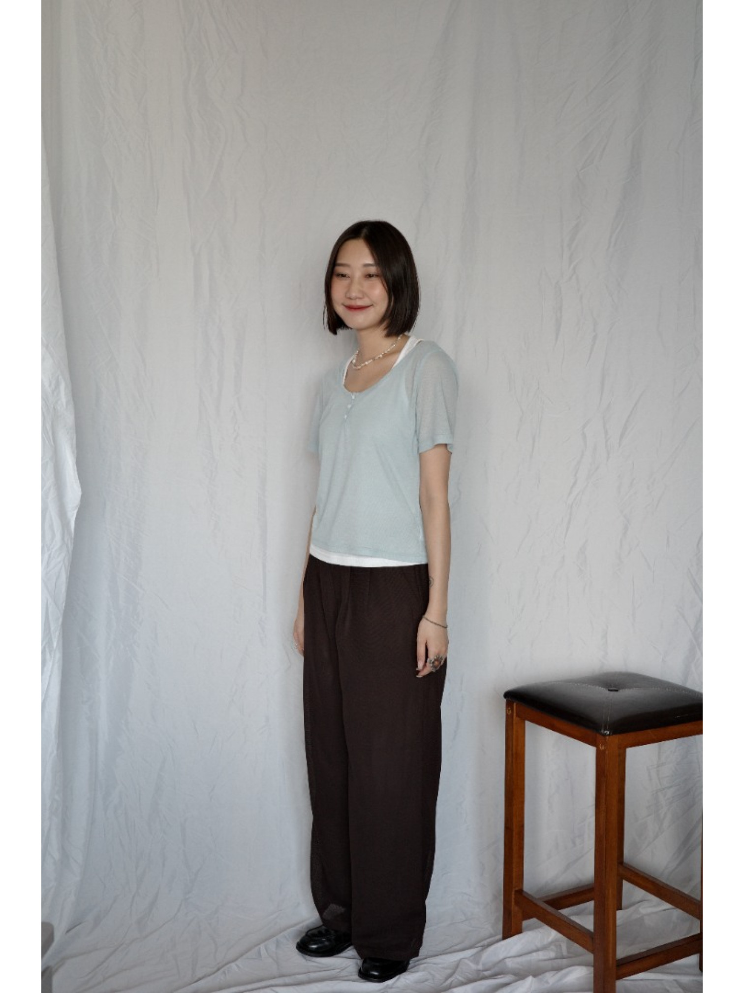 🇯🇵網眼雙層西裝褲/咖