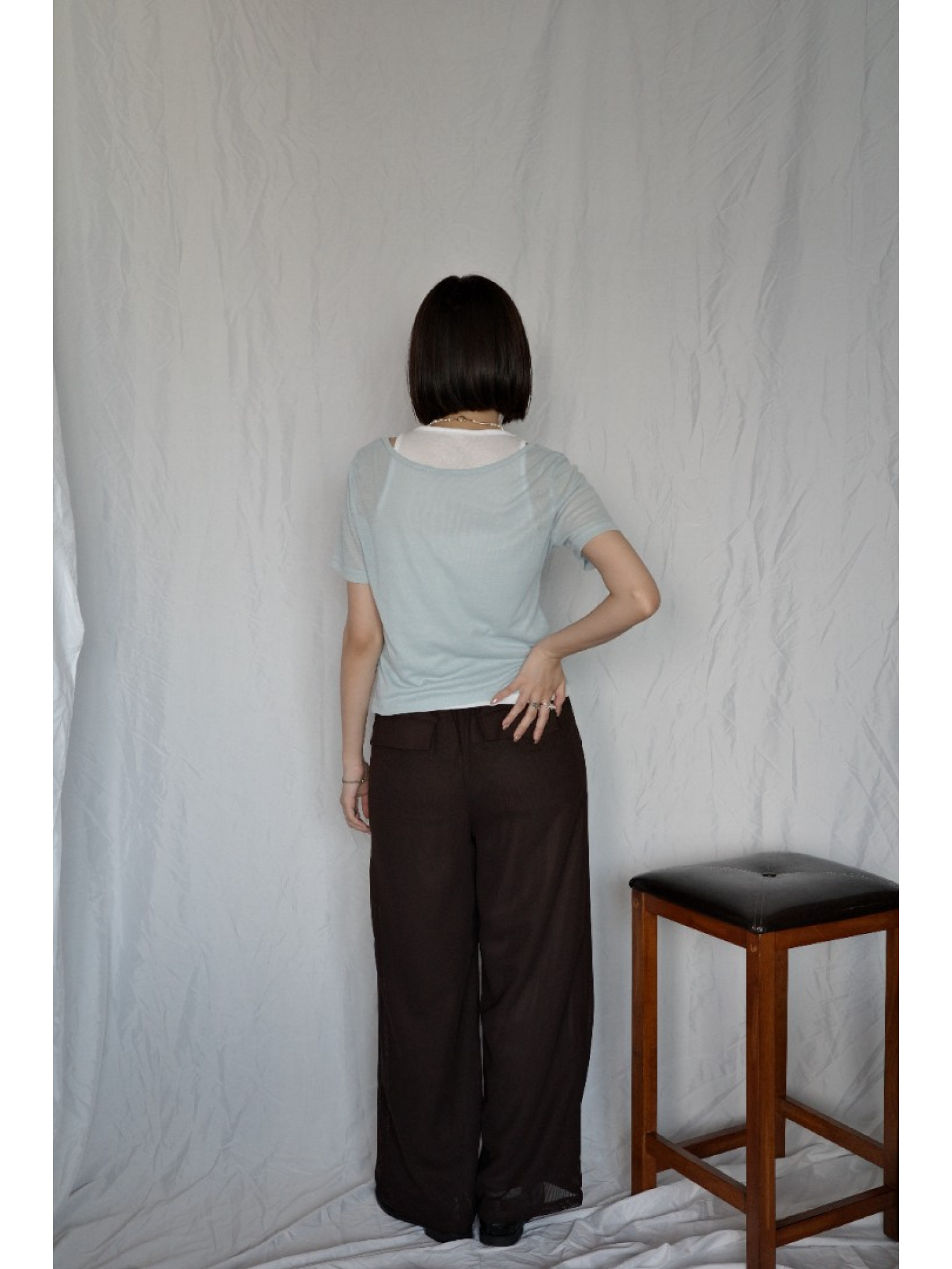 🇯🇵網眼雙層西裝褲/咖