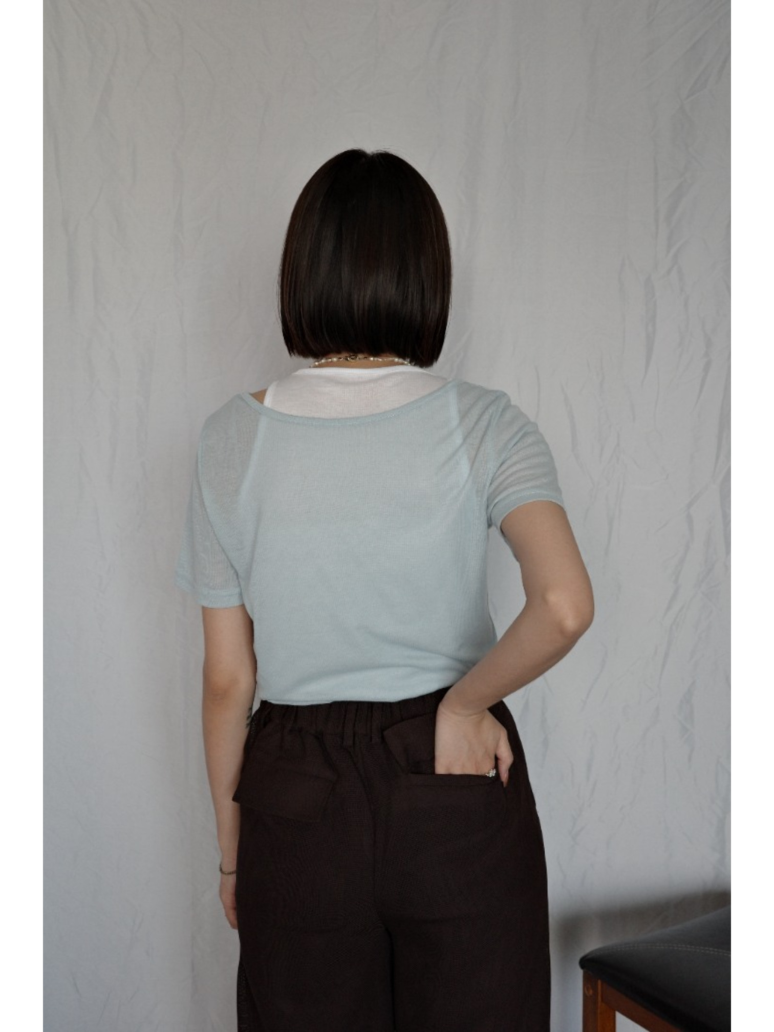 JP｜兩件式亨利領休閒上衣/淺藍