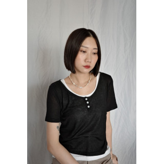 JP｜兩件式亨利領休閒上衣/黑