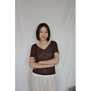 JP｜兩件式亨利領休閒上衣/棕