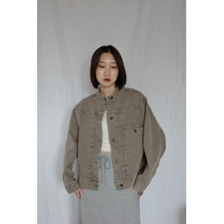 JP｜復古立領牛仔外套/淺棕