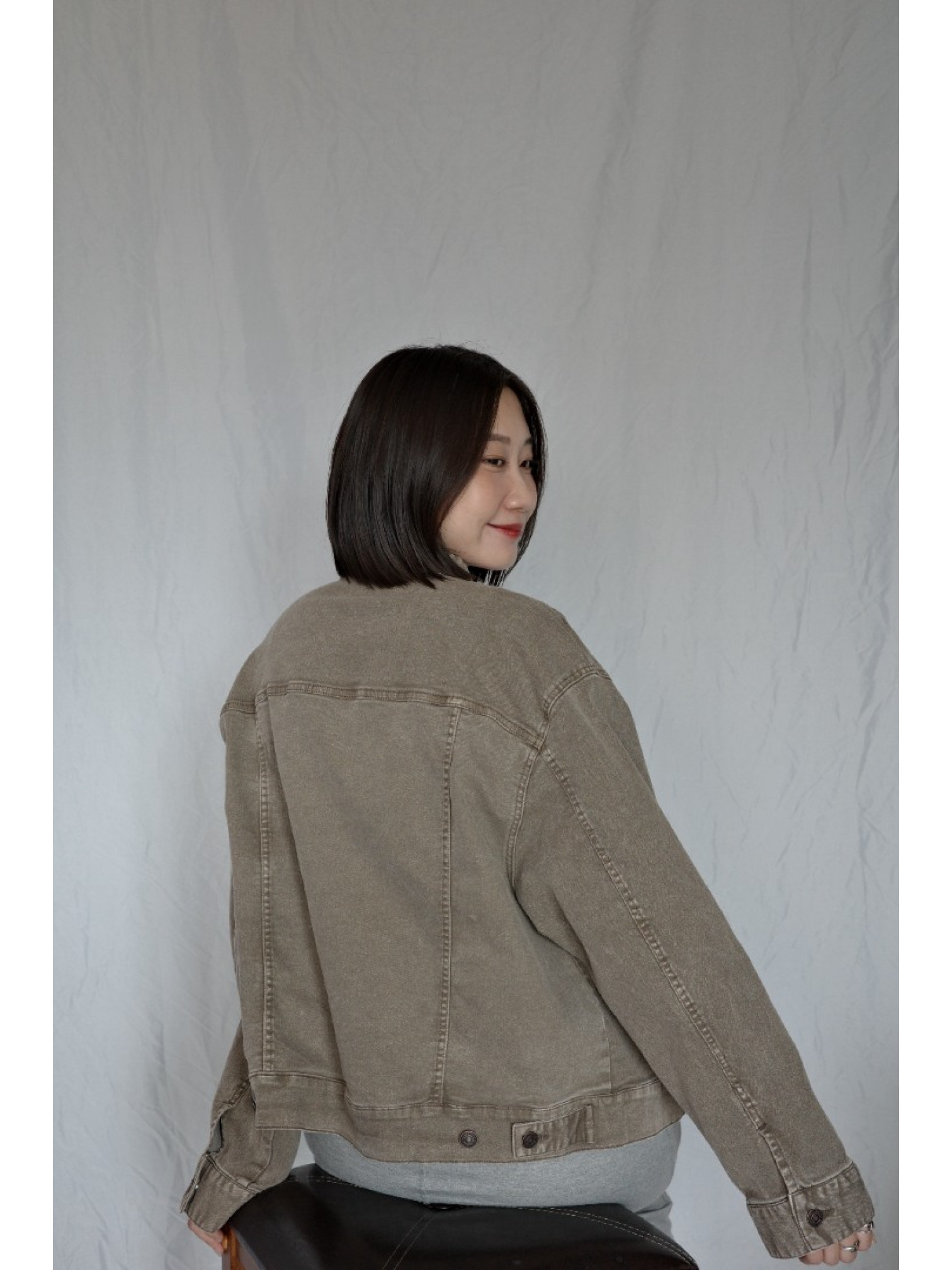 JP｜復古立領牛仔外套/淺棕