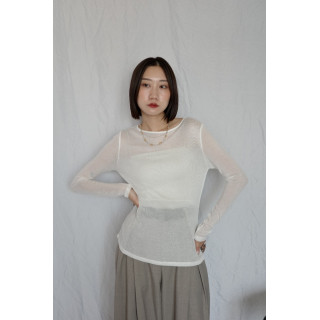 JP｜透感薄紗垂墜上衣/白