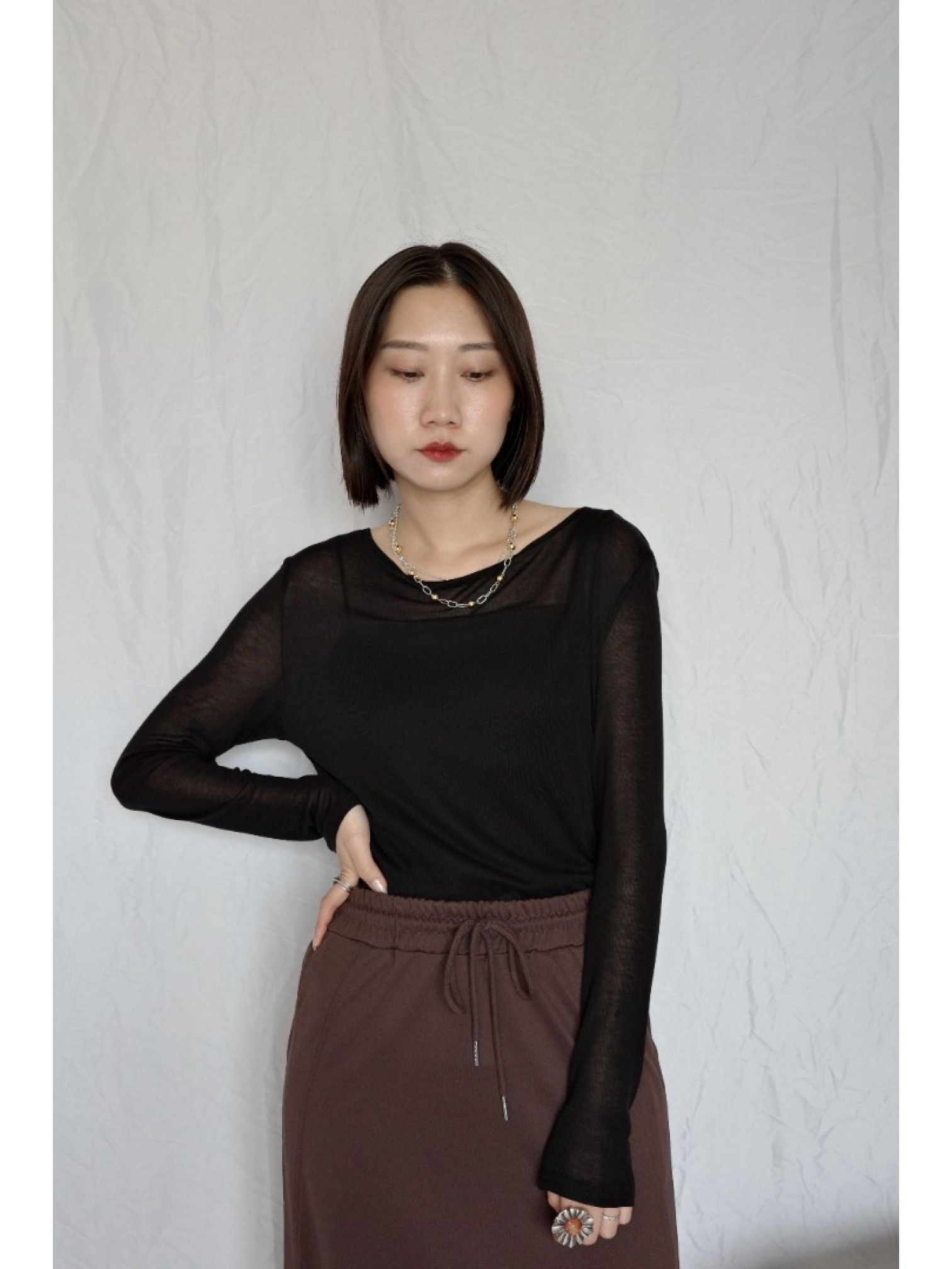 JP｜舒適俐落棉裙/咖