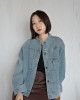 JP｜復古立領牛仔外套/淺藍