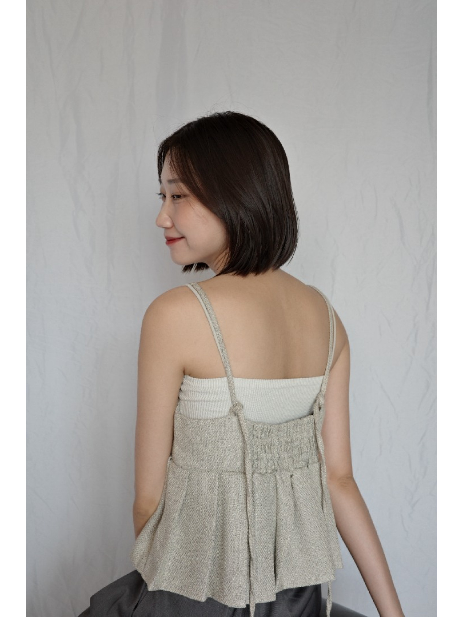 JP｜斜紋摺感馬甲背心/象牙色