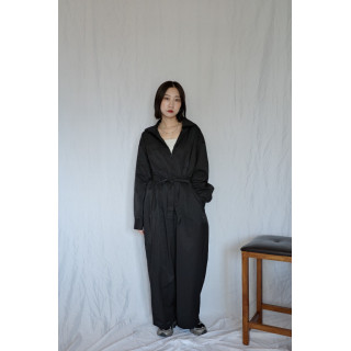 JP｜率性工裝感連身褲/黑