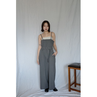 JP｜時髦立體剪裁吊帶褲/炭灰