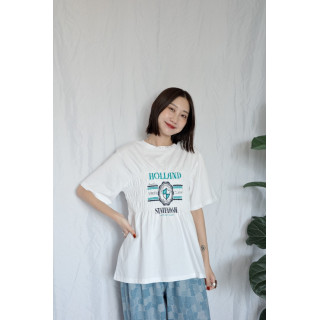 JP｜皺摺感清新印花上衣