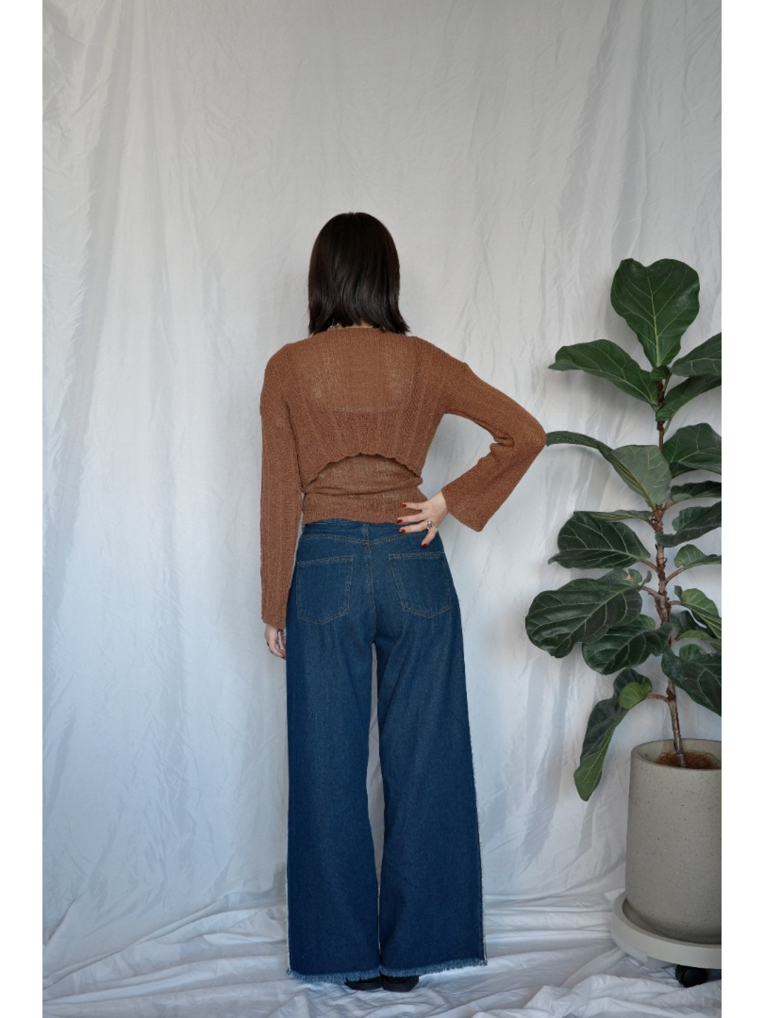 JP｜綁帶層次簍空上衣+背心兩件組/咖