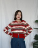 JP｜百搭舒適撞色條紋針織衫/紅