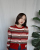 JP｜百搭舒適撞色條紋針織衫/紅