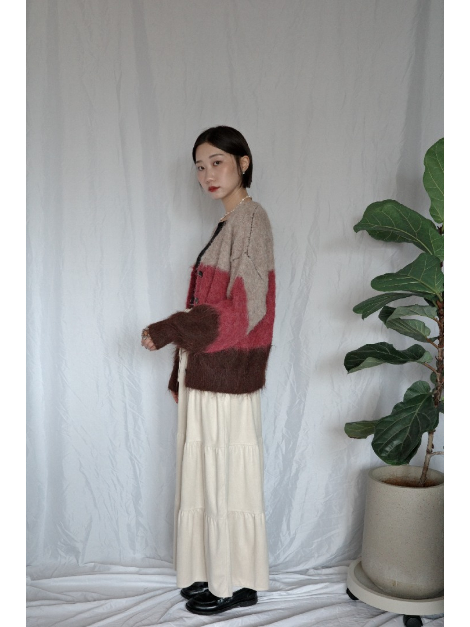 JP｜漸層感針織開襟衫/巧克力莓果