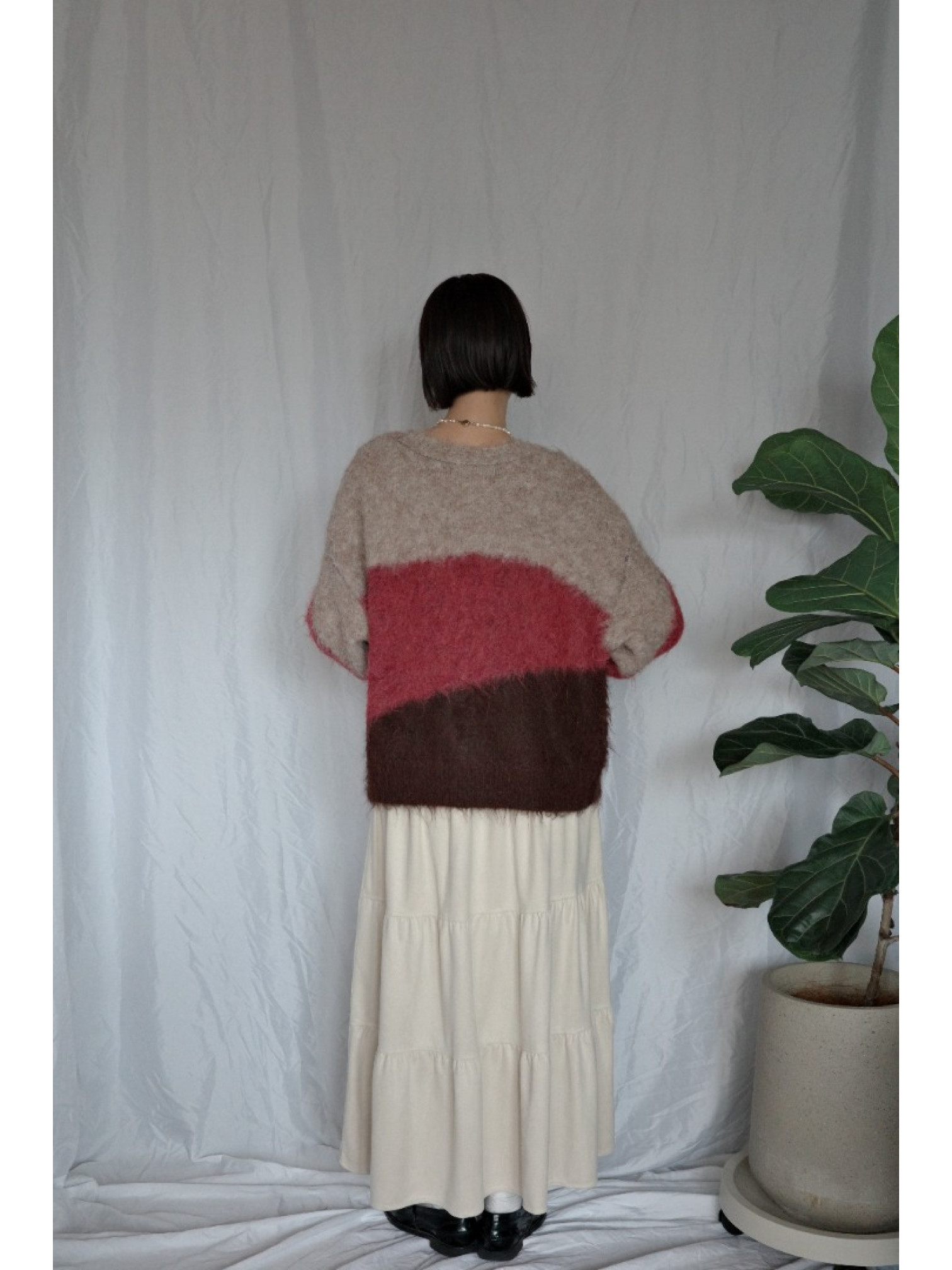 JP｜漸層感針織開襟衫/巧克力莓果