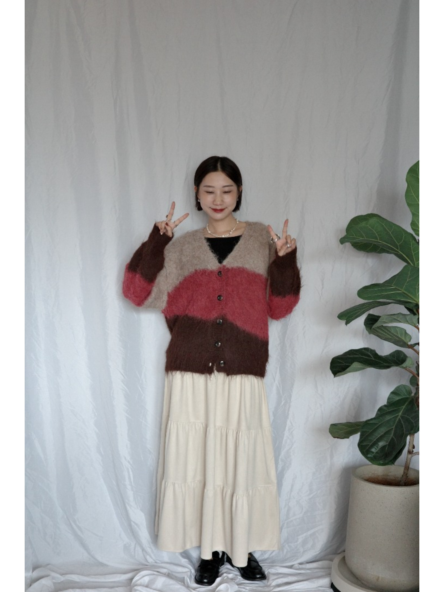 JP｜漸層感針織開襟衫/巧克力莓果