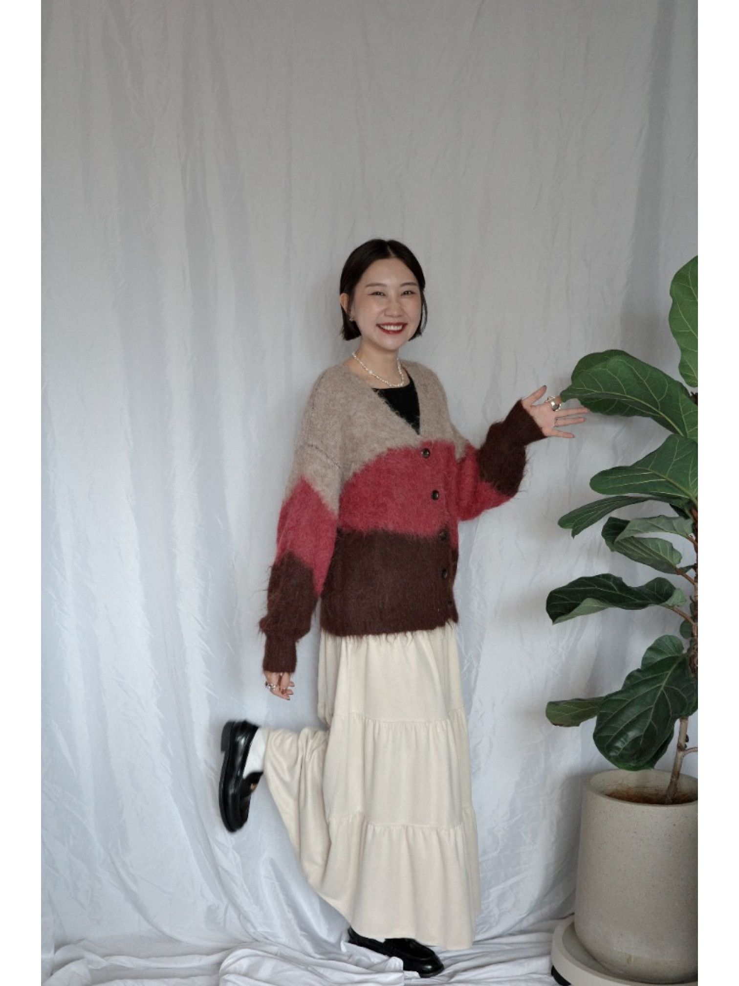 JP｜漸層感針織開襟衫/巧克力莓果