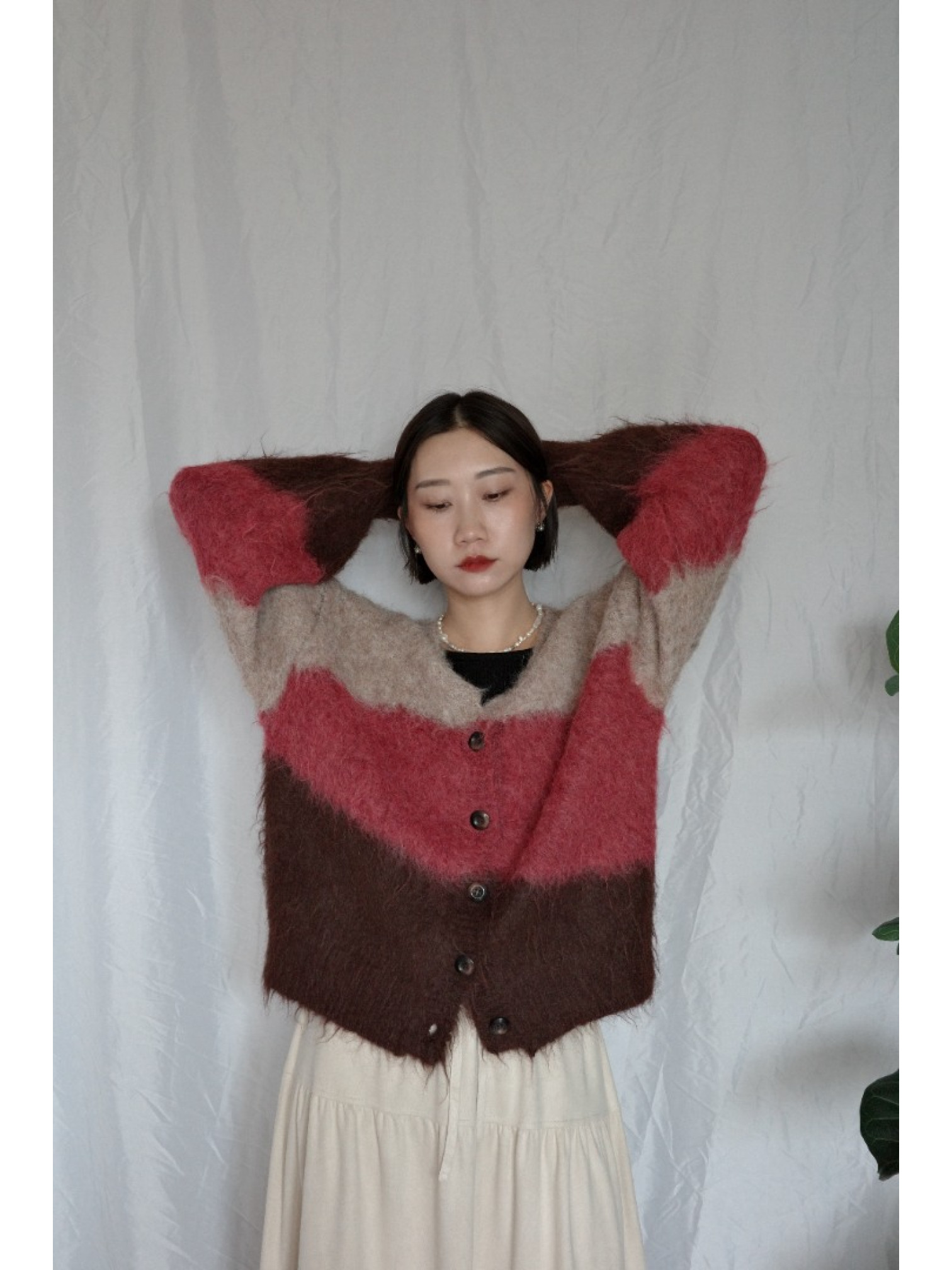 JP｜漸層感針織開襟衫/巧克力莓果