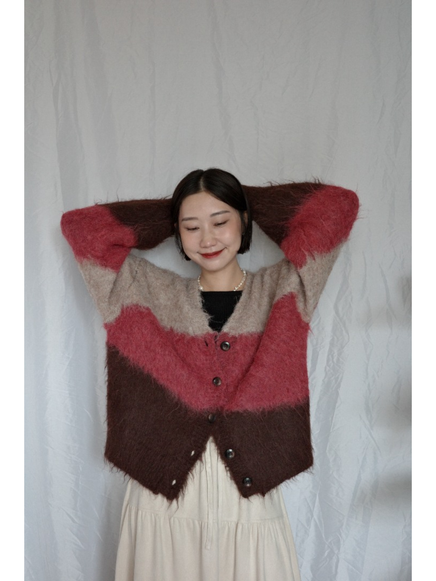 JP｜漸層感針織開襟衫/巧克力莓果