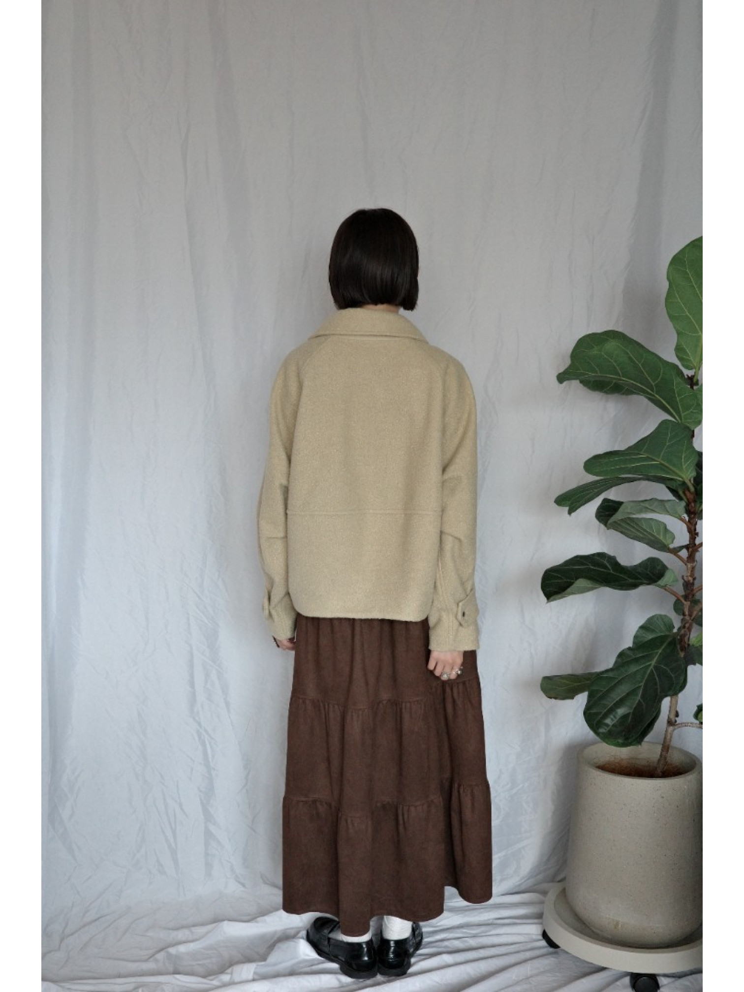 JP｜超舒適麂皮層次長裙/咖