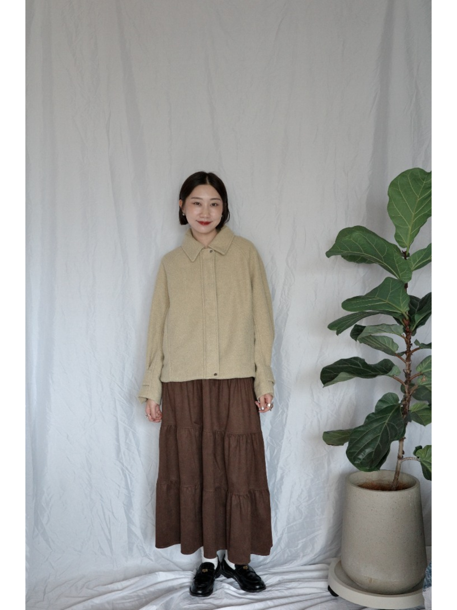 JP｜經典毛呢外套/米黃