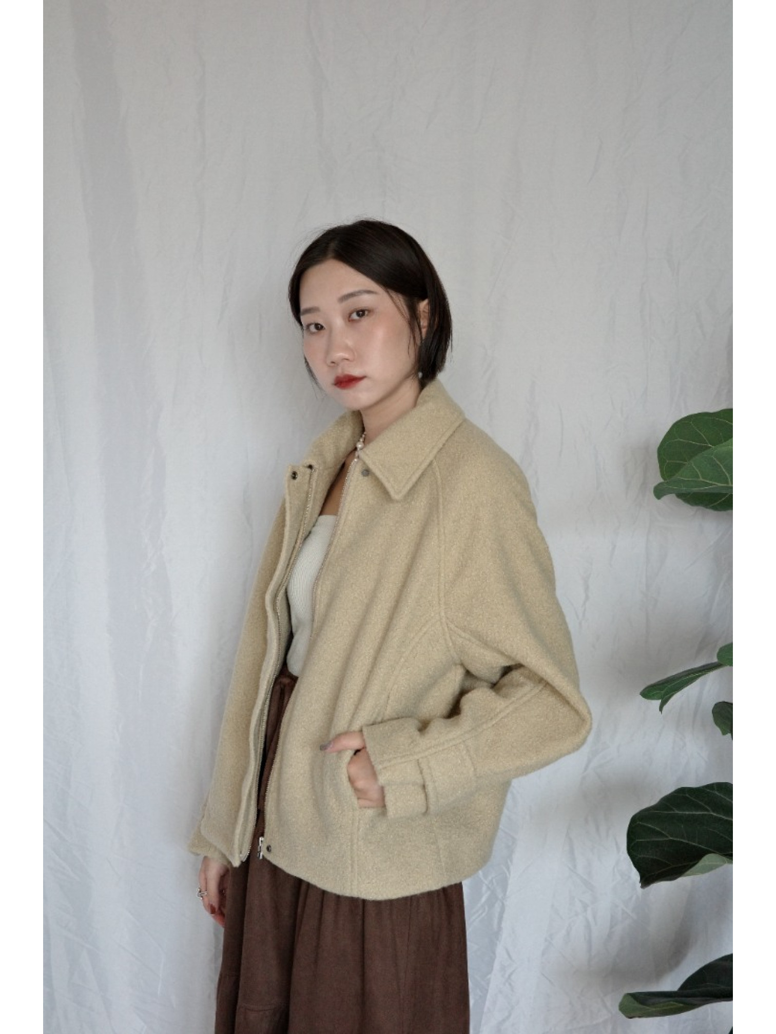 JP｜經典毛呢外套/米黃