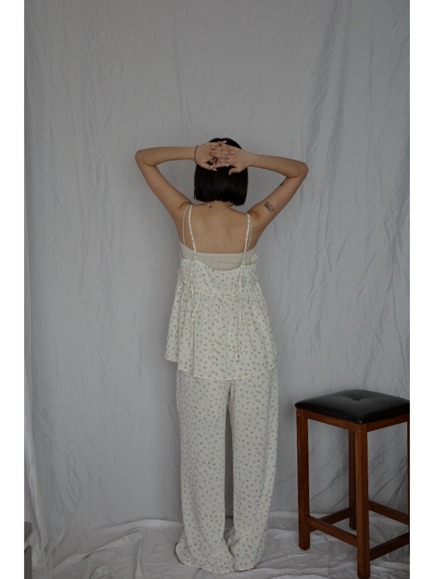 🇯🇵可愛碎花休閒長褲/白L