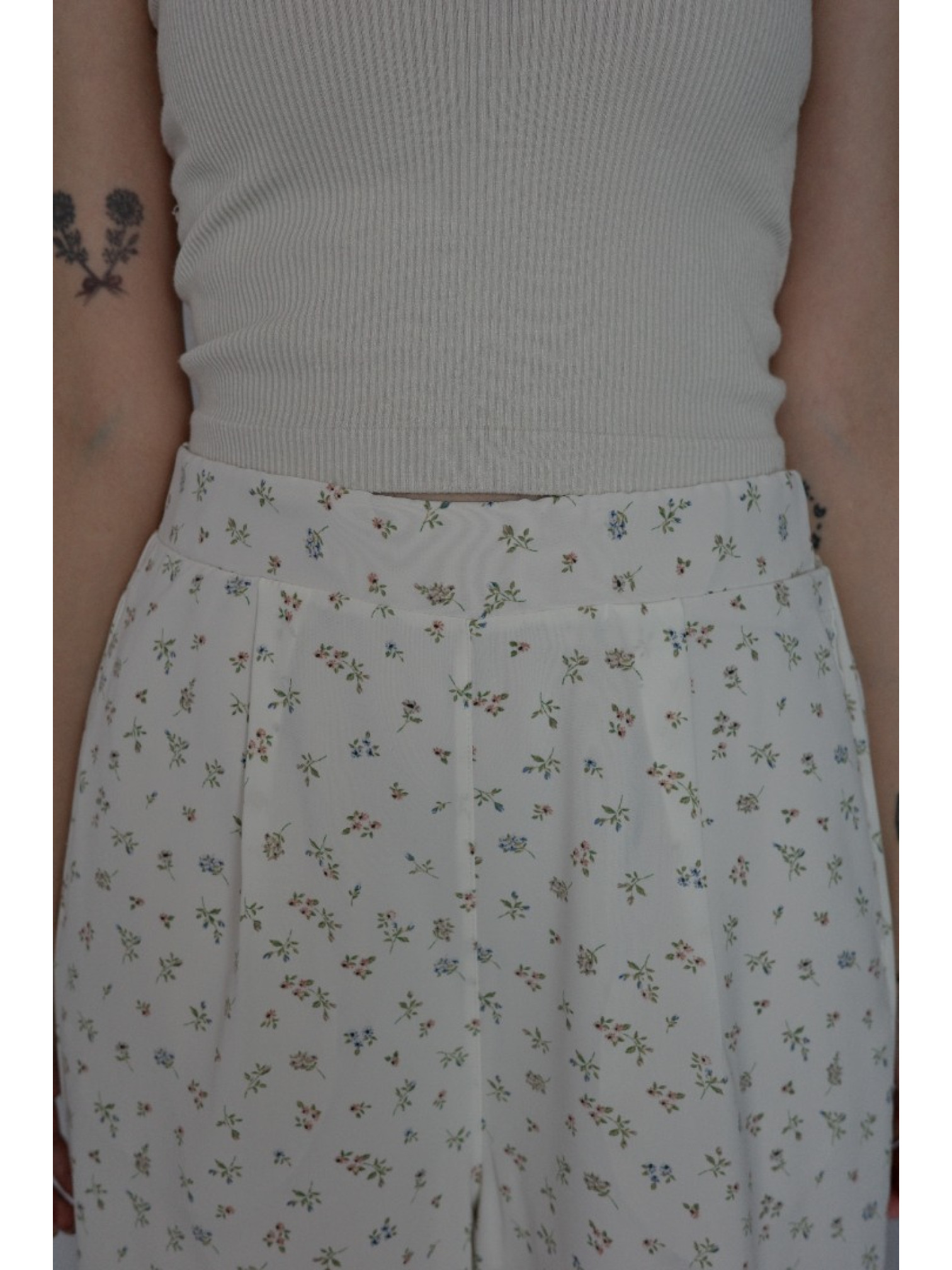 🇯🇵可愛碎花休閒長褲/白L