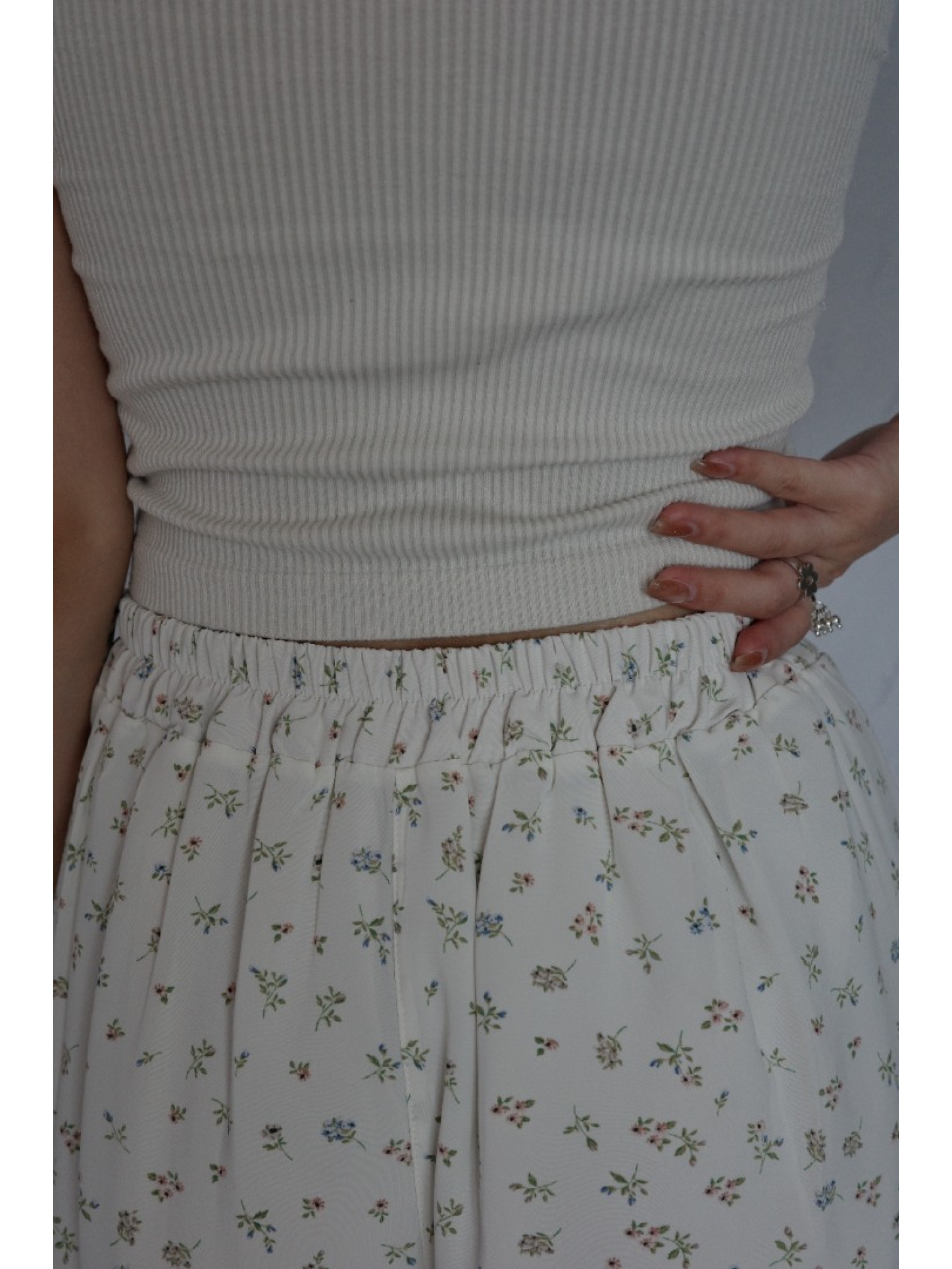 🇯🇵可愛碎花休閒長褲/白L