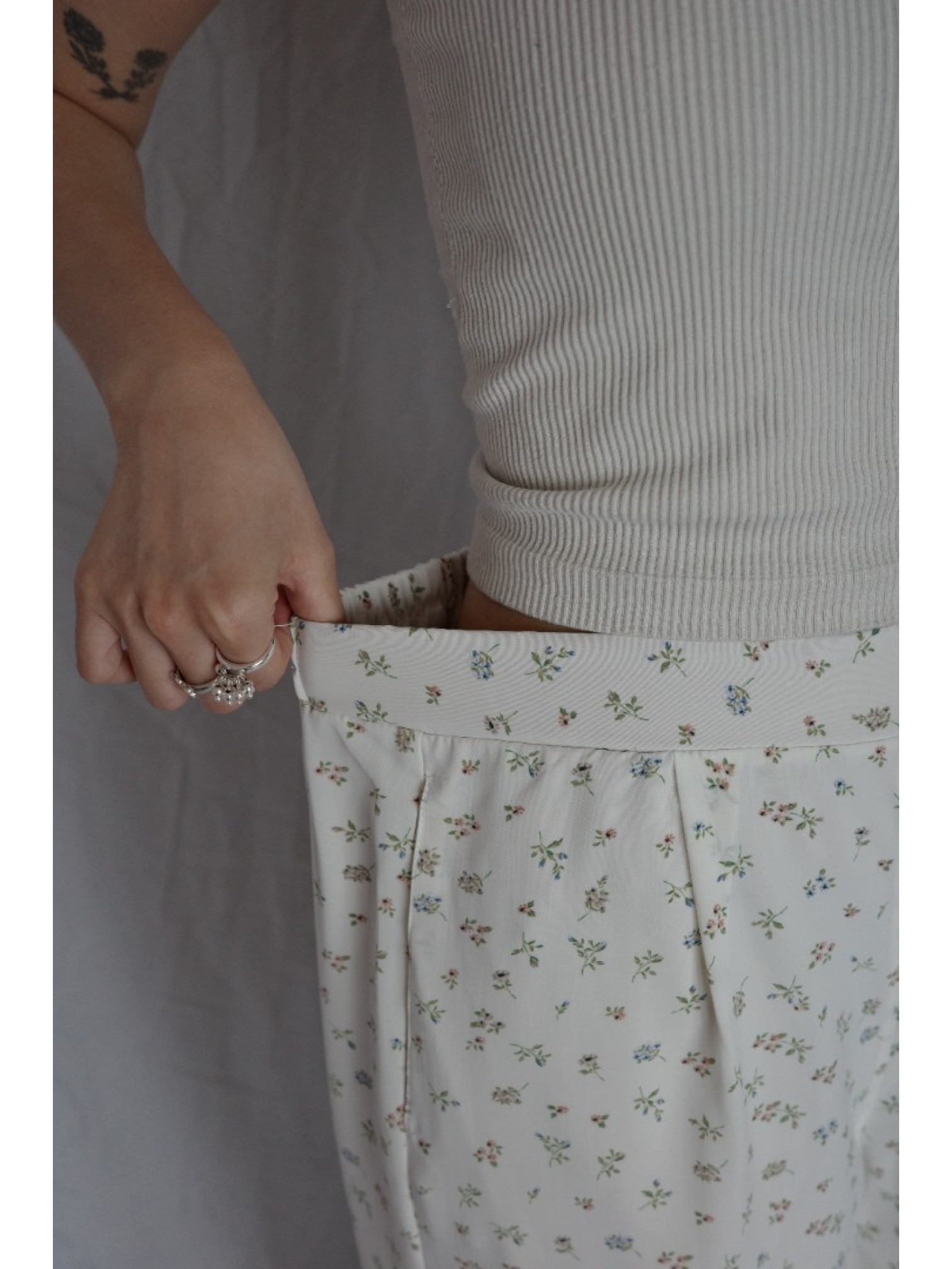 🇯🇵可愛碎花休閒長褲/白L