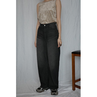 🇯🇵高腰繭型牛仔褲/黑M-L