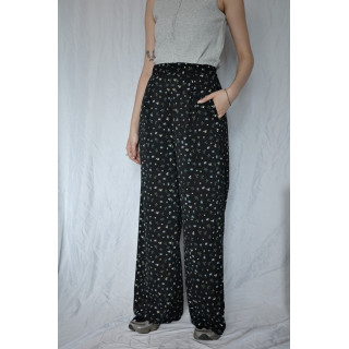 JP｜可愛碎花休閒長褲/黑L