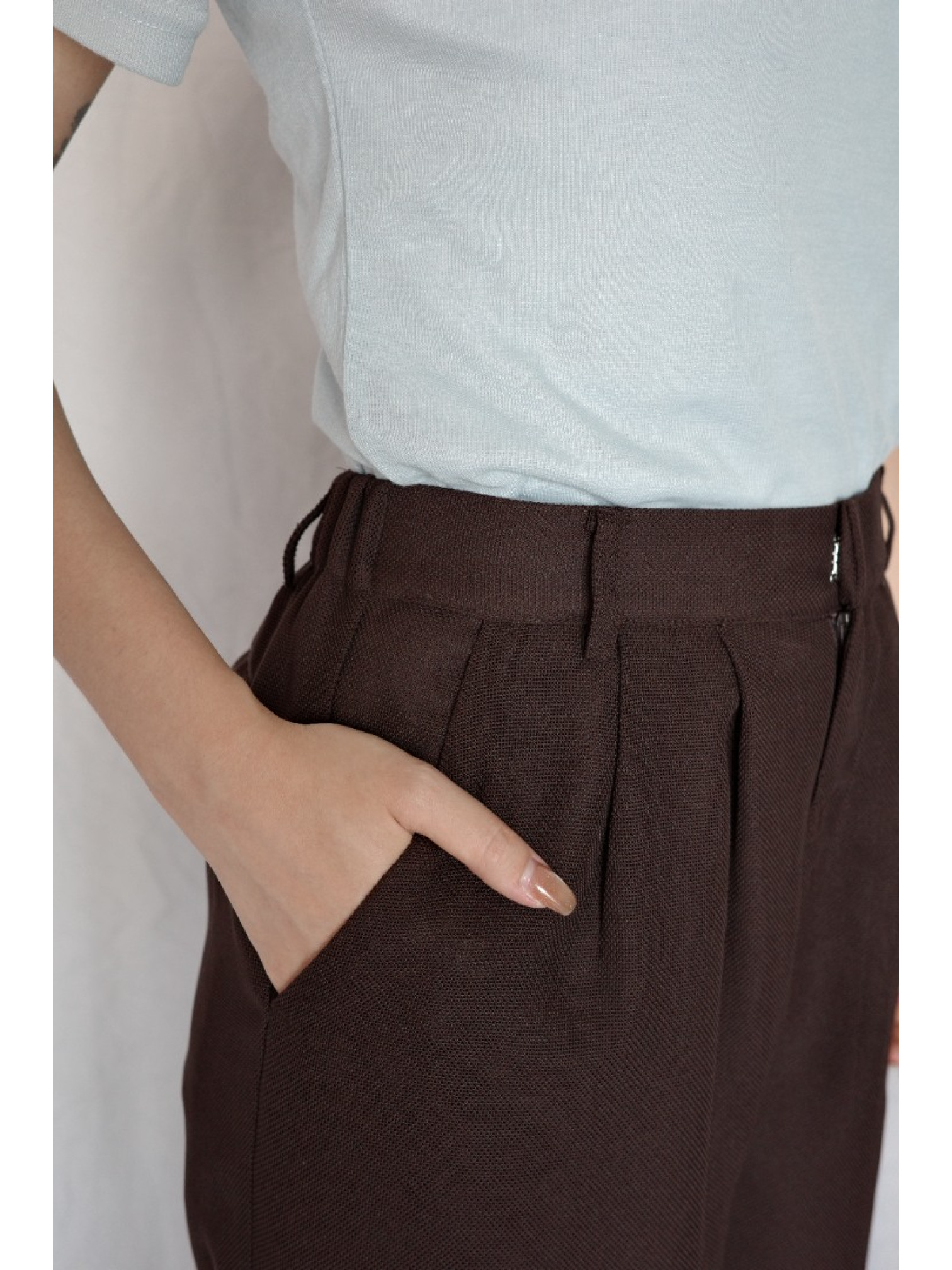 🇯🇵網眼雙層西裝褲/咖