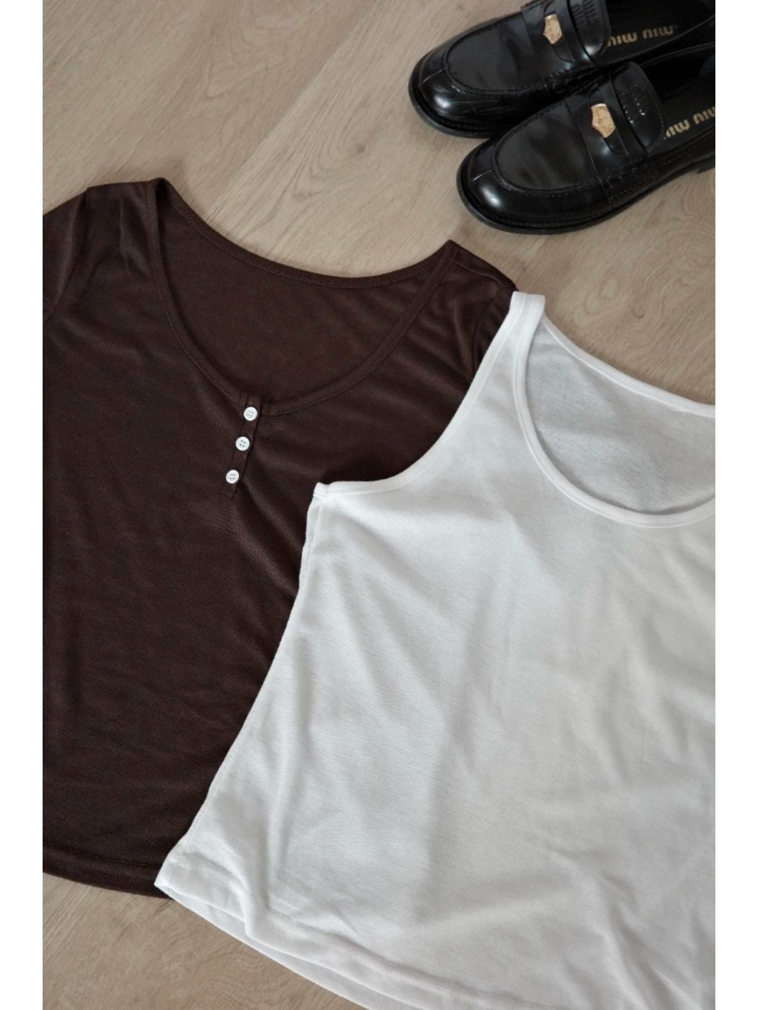 JP｜兩件式亨利領休閒上衣/棕