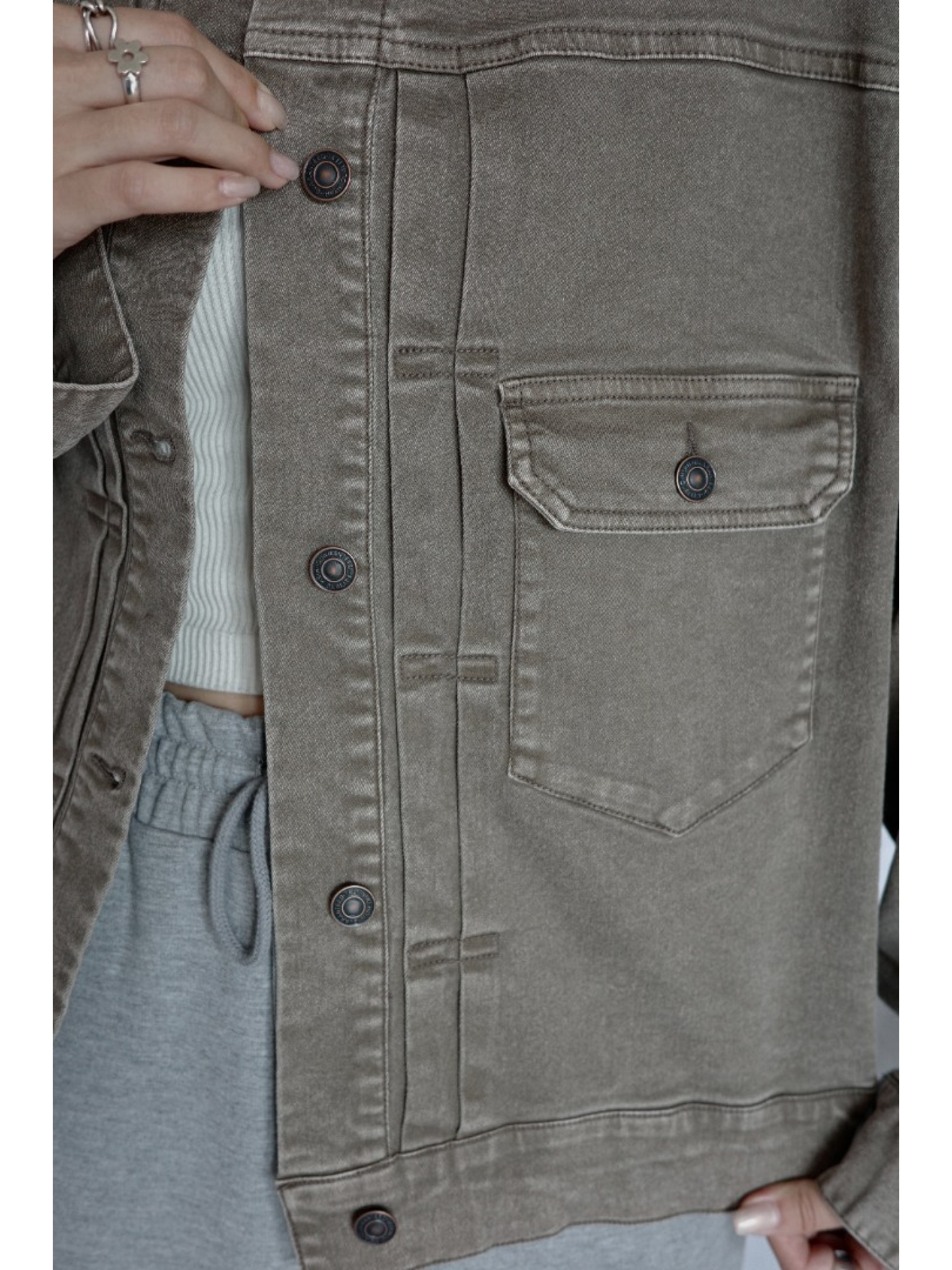 JP｜復古立領牛仔外套/淺棕