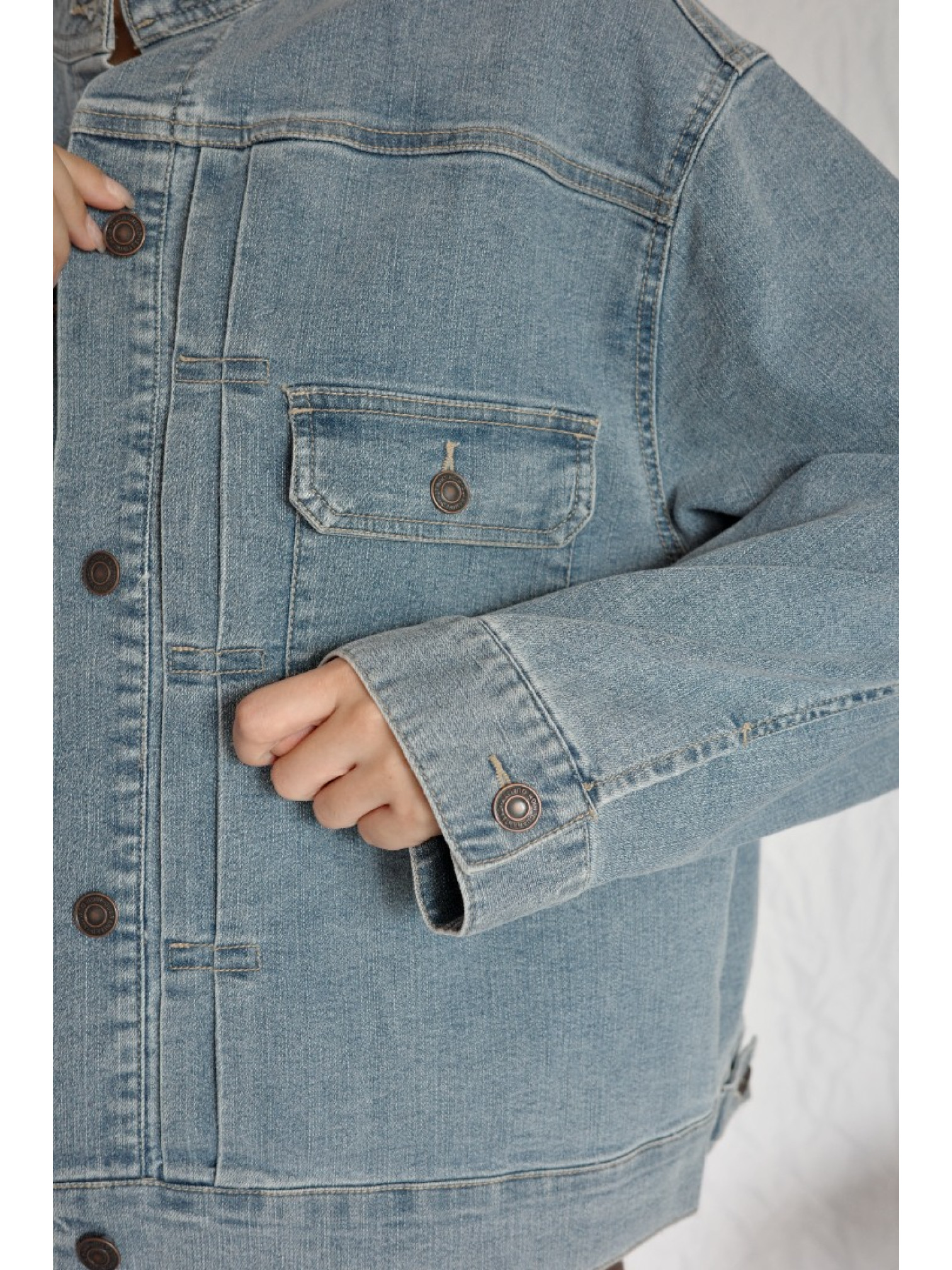 JP｜復古立領牛仔外套/淺藍