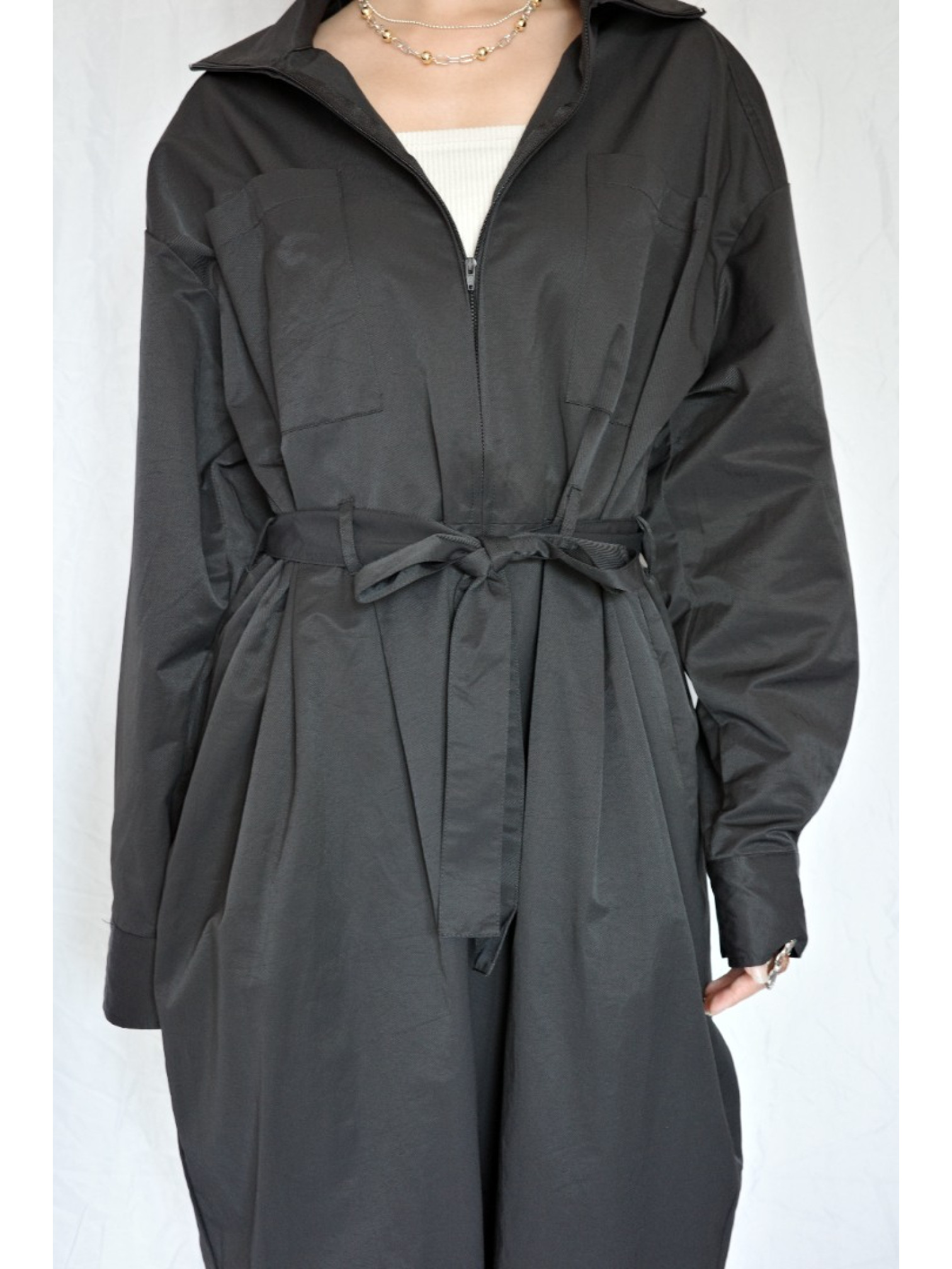 JP｜率性工裝感連身褲/黑