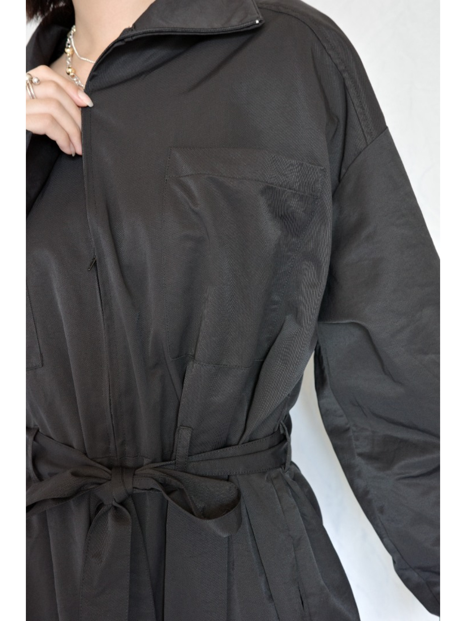 JP｜率性工裝感連身褲/黑