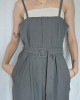 JP｜時髦立體剪裁吊帶褲/炭灰