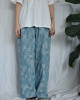 JP｜復古感拼布牛仔寬褲/淺藍