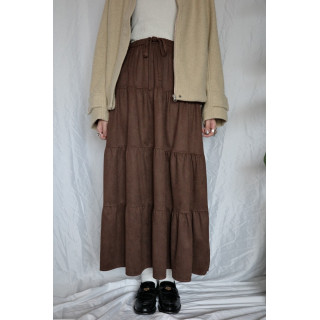 JP｜超舒適麂皮層次長裙/咖