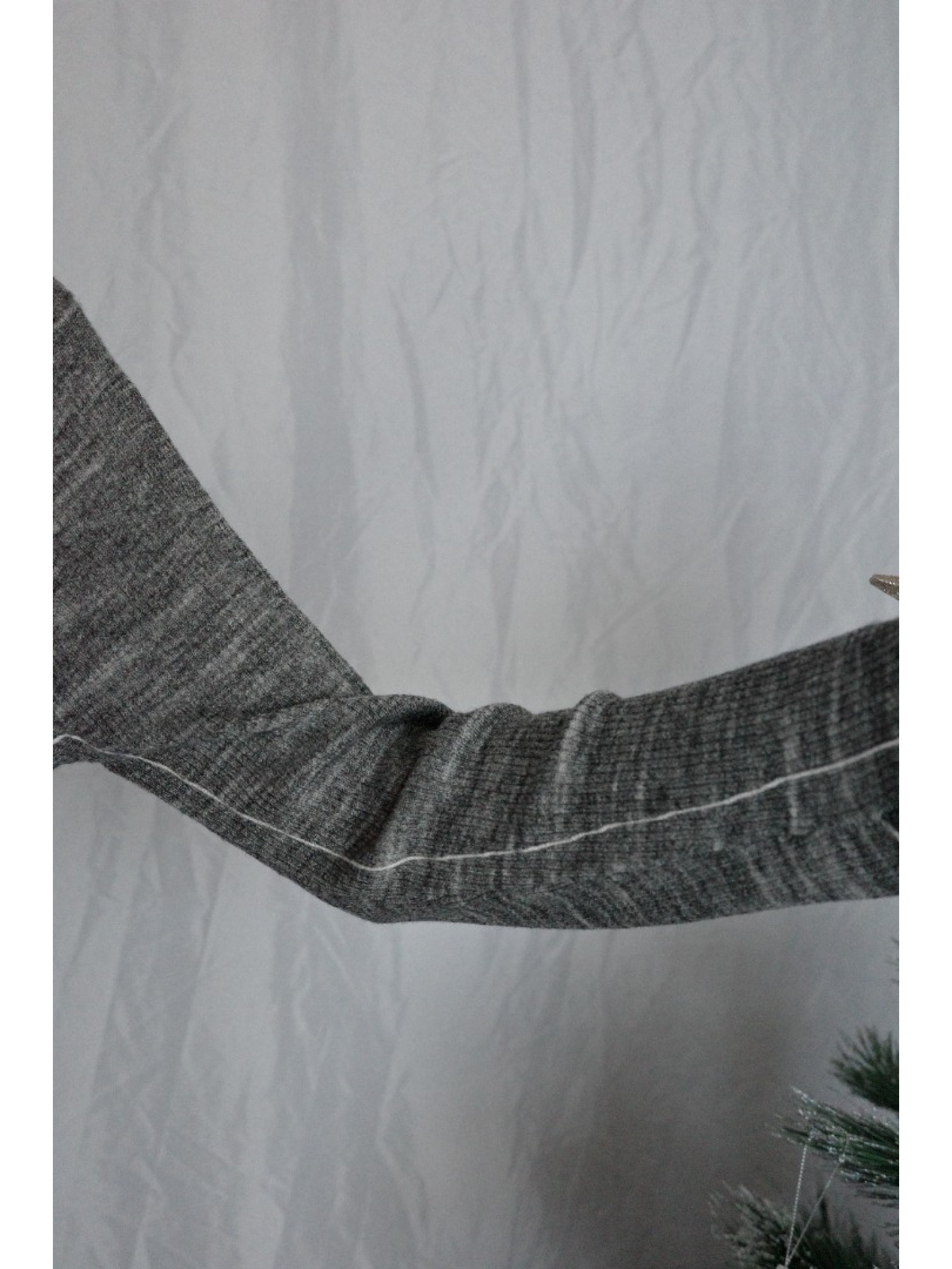 JP｜袖口開衩羅紋針織衫/椒鹽灰