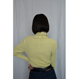 JP｜TWO WAY排扣羅紋針織上衣/黃