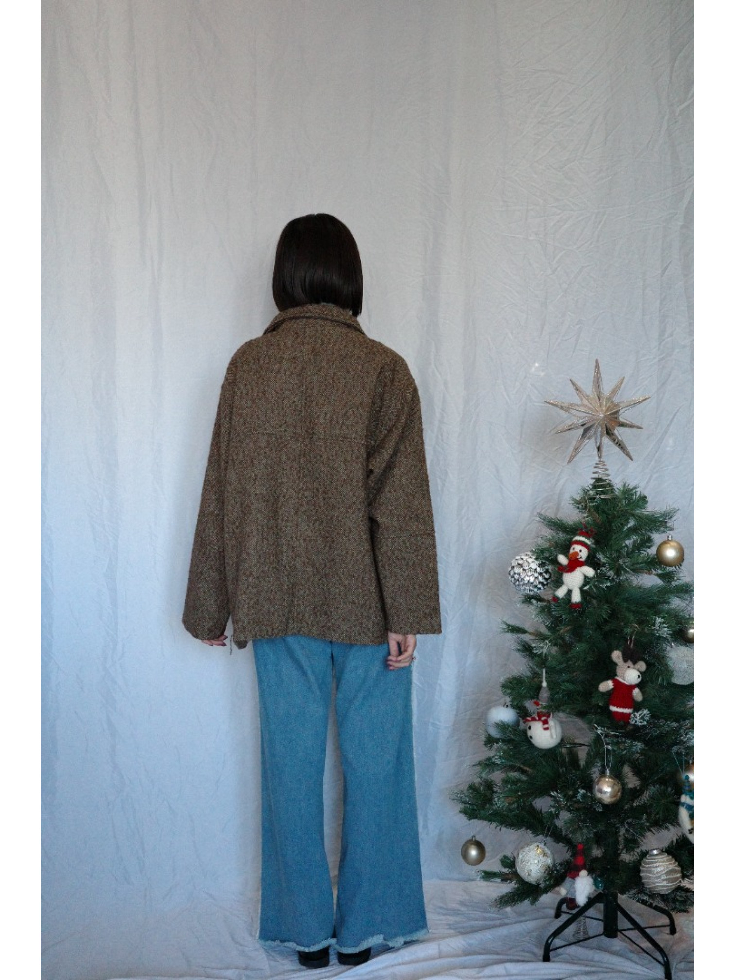 JP｜英倫風斜紋軟呢外套/咖