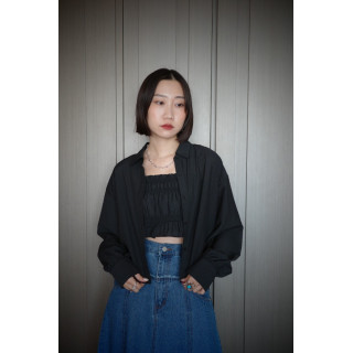 🇯🇵超Q皺皺背心x襯衫/黑