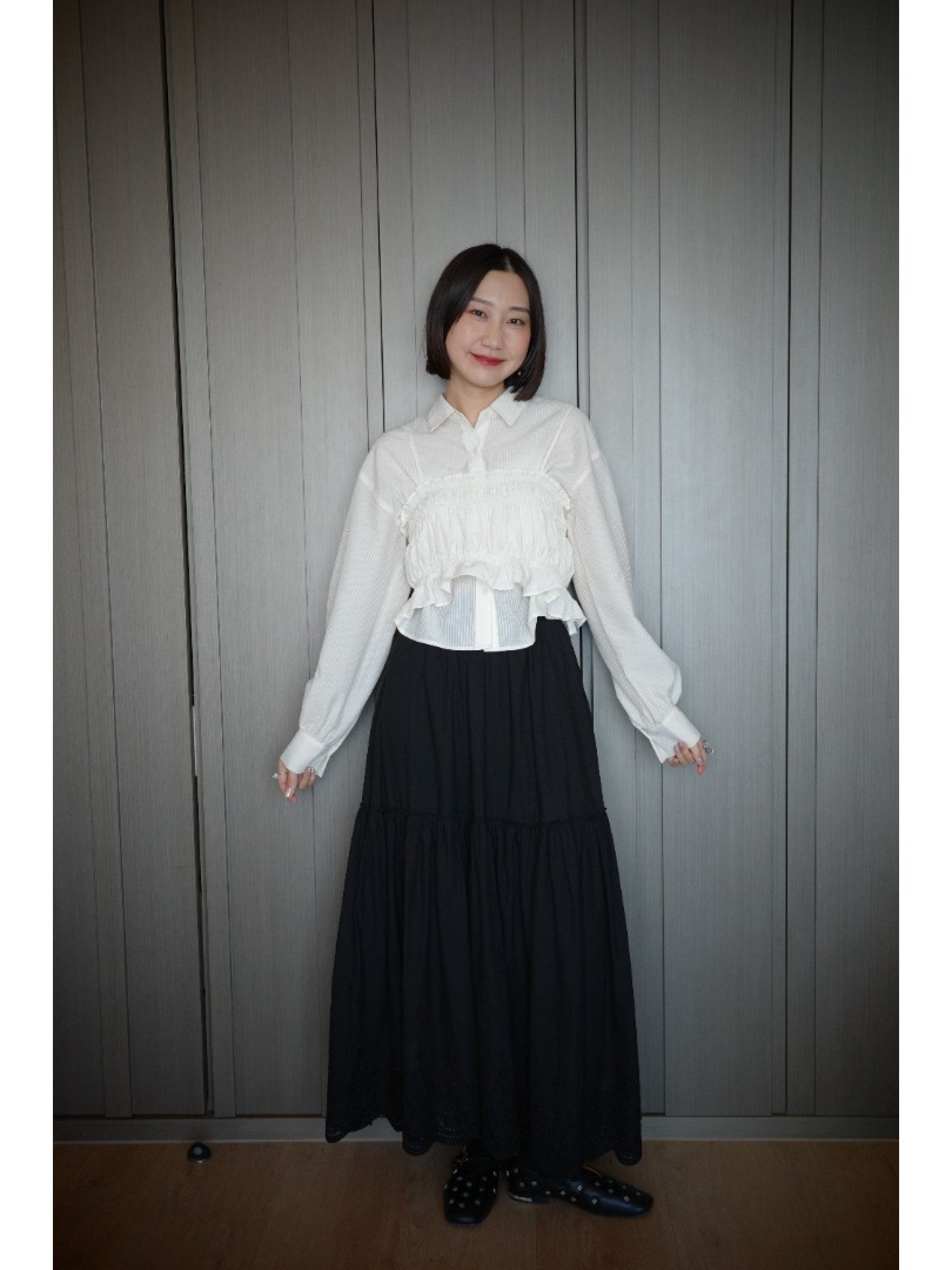 🇯🇵超Q皺皺背心x襯衫/黑