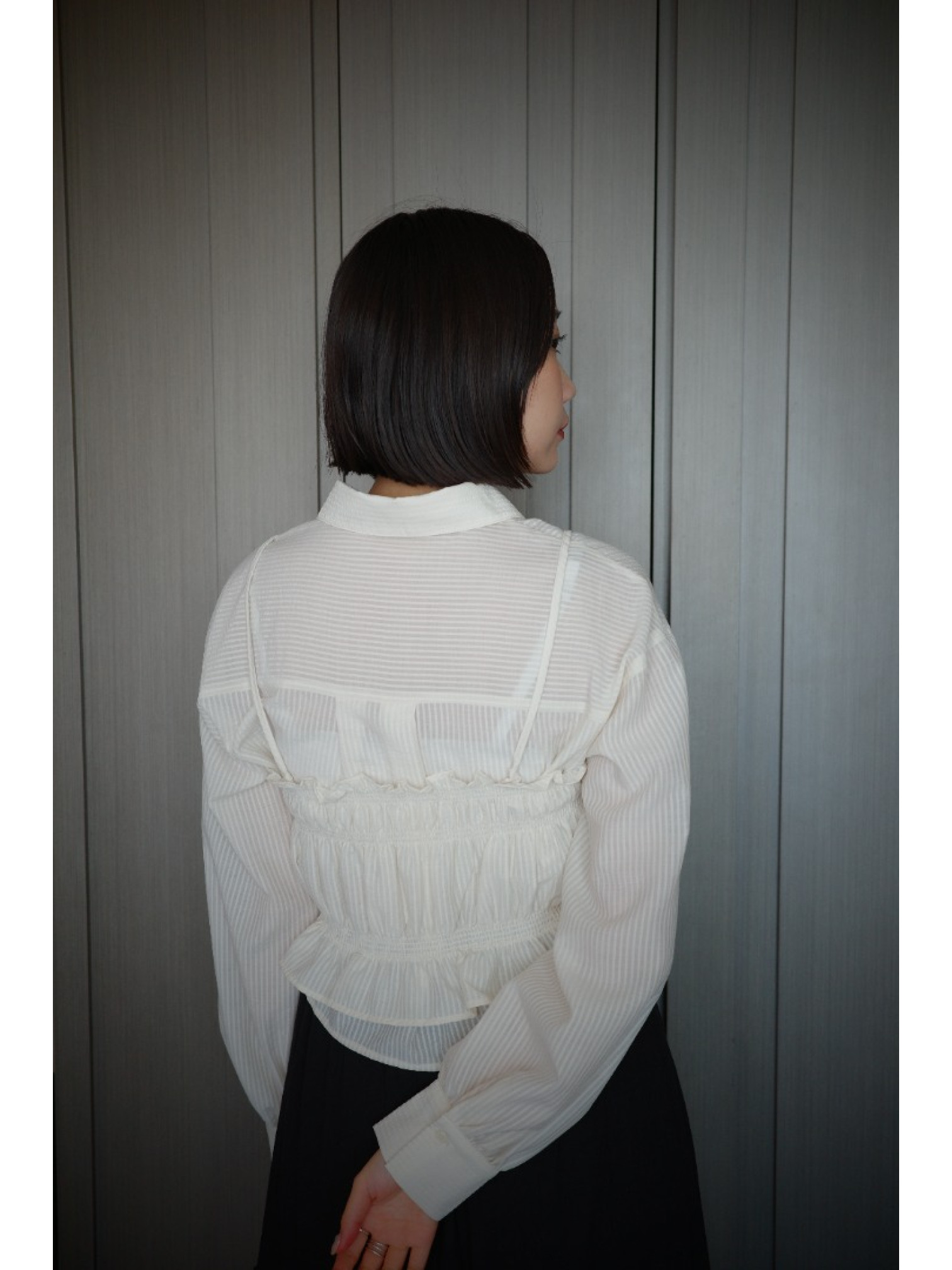 🇯🇵超Q皺皺背心x襯衫/黑